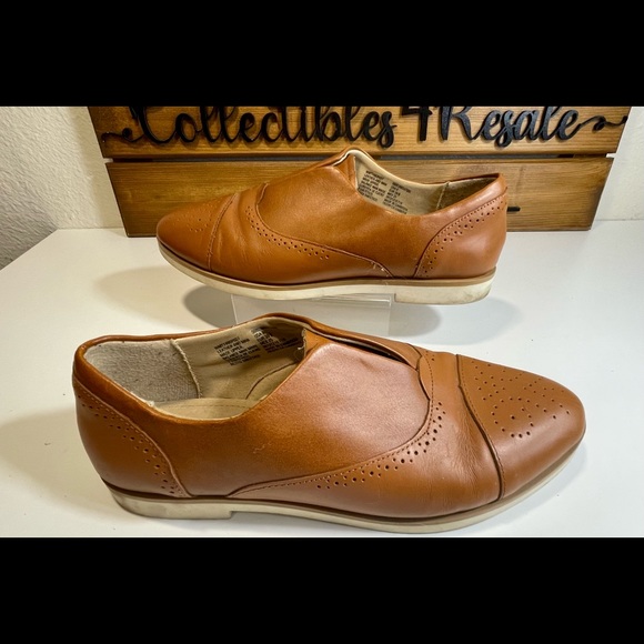 Time & Tru Women’s Oxford Slip On Loafer Leather Brown Cognac Slip On Shoes Sz 8 - Picture 5 of 11
